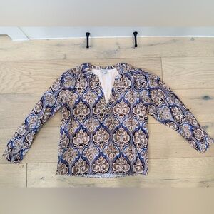 Current Air Geometric Blouse - Brown and Blue size XS